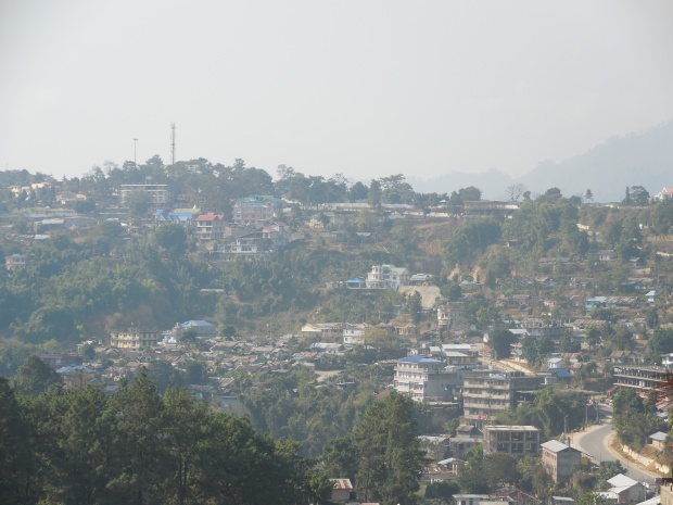 The city of Itanagar, situated in the hills but sprawling like any other urban space in India. It does not have a single slum. That doesn't however automatically mean that the civic services' provision is in good condition or even present. 