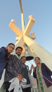 Minanath, Nikhl, Vineet, Pooja with the Bell. 